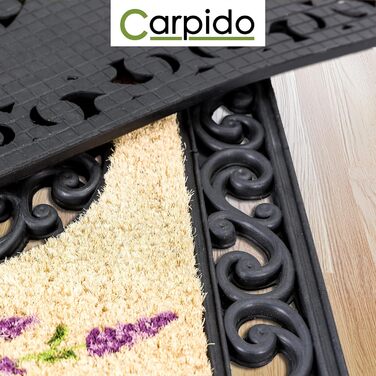 Килимок для дверей бежевого кольору з лавандою Килимок для очищення 45x75 см Килимок для дверей в приміщенні Вхідний килимок для критих відкритих майданчиків Кокосовий килимок з гумовим краєм 45 x 75 см (прямокутний) Лаванда