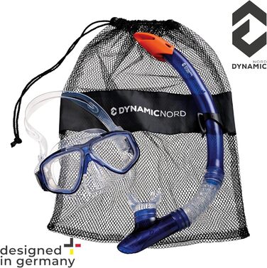 Набір для підводного плавання La Gomera Pro для дорослих - Розроблено в Німеччині Професійний 2-елементний набір для дайвінгу (маска для підводного плавання з двома лінзами, окуляри для підводного плавання, суха трубка та сумка) із захисними лінзами синьо