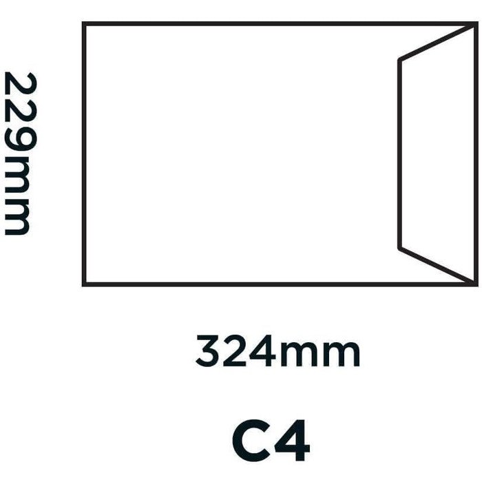 Конверти чутливі до тиску білі C4 324 x 229 мм - 100 г/м 250 шт., 23771