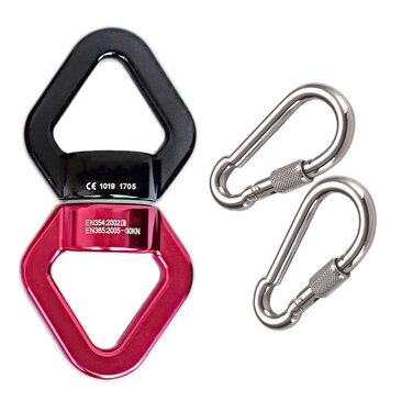 Поворотний з&39єднувач 30 кН, JIAMEIYI Обертовий пристрій Безпека на відкритому повітрі та в приміщенні Алюмінієвий сплав 360 Ротатор Гойдалка Спіннер Канат Поворотний ротор для скелелазіння Чорно-червоний