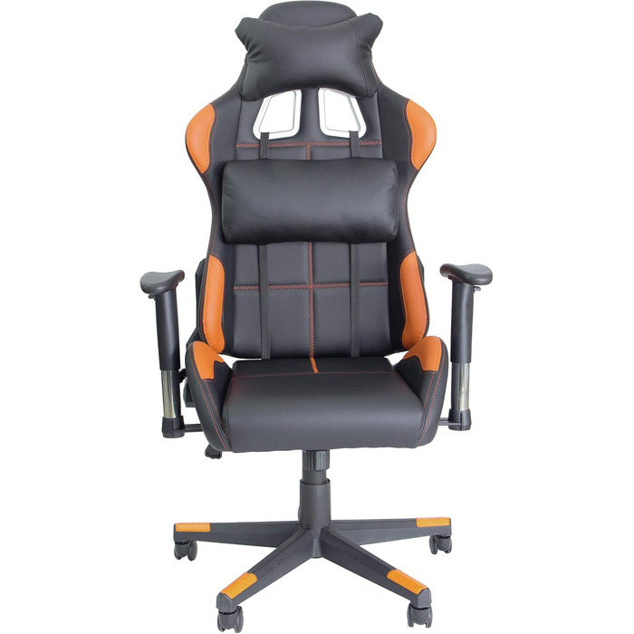 Преміальне гоночне крісло XL, офісне крісло, ігрове крісло XL, крісло керівника, обертове крісло Fire - Робоче крісло з поперековою опорою - Ігрове крісло - Витримує до 150 кг - Штучна шкіра - Чорний/Помаранчевий Fire (Помаранчевий)