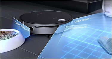 Робот-пилосос (сила всмоктування 3300 Па, час автономної роботи до 180 хв, контейнер для пилу 500 мл, бак для води 520 мл, датчики