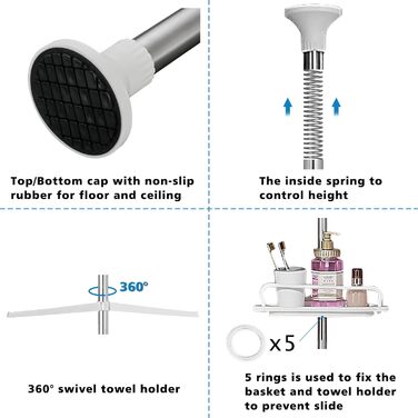 Душова полиця регульована по висоті без свердління Душова полиця кутова з нержавіючої сталі Кутова полиця для ванної кімнати Полич