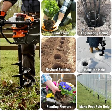 Садовий бурильник для стовпів, 4 фути, ручний, з гострими міцними лопатями, 31,5 дюйми для швидкої посадки цибулин, розсади та встановлення стовпів (діаметр 10 см)