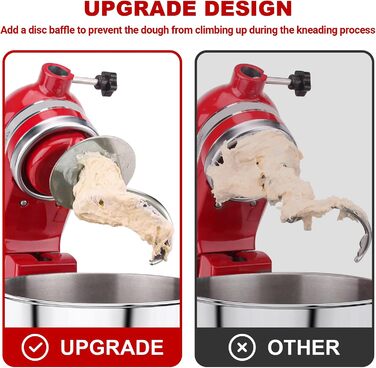 Спіральний гачок для тіста GVODE для мішалки Kitchenaid, гачок для тіста K45DH для міксера 4.5-5 QT з нахиленою головкою, насадка для тіста з нержавіючої сталі, ефективне замішування хліба, піци, можна мити в посудомийній машині