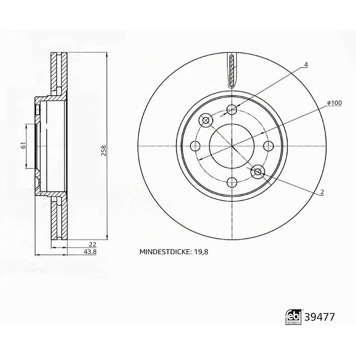 Гальмівні диски febi bilstein 39477, 2 шт. (комплект)