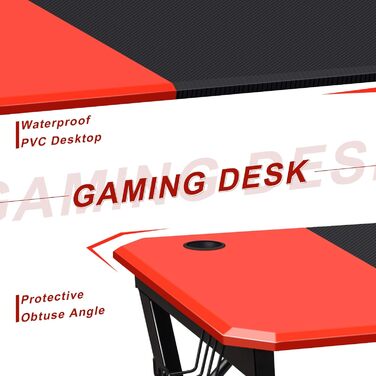 Ігровий стіл GIANTEX Z-подібної форми, ігровий стіл, комп&39ютерний стіл, стіл для ПК з підставкою для чашок/гачком для навушників/підставками для динаміків, ігровий стіл для дому або офісу, 120x60x76 см