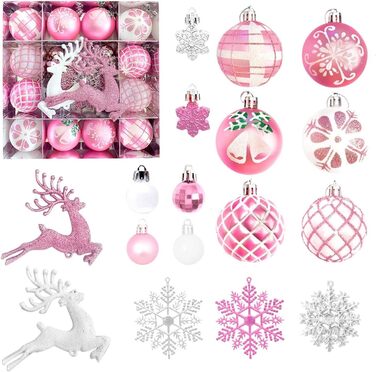 Різдвяні прикраси 45 шт рожеві Generisch