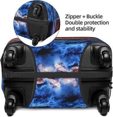 Чохол для валізи Морська бриза та схід сонця з принтом, еластичний захист від подряпин та пилу, чорний, розмір 85 см