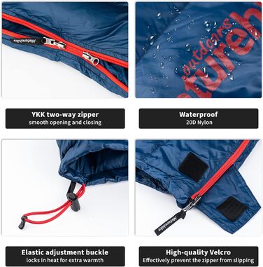 Натурхиковий пуховий спальний мішок, ультралегкий, компактний портативний, конверт 650 FP, зимовий спальний мішок на 3-4 сезони з невеликим розміром упаковки для кемпінгу на свіжому повітрі, CWM400-темно-синій (6)