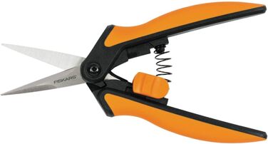 Садові ножиці Fiskars Microtip SP13, довжина 21,5 см, високоякісні сталеві леза/пластикова ручка, чорний/помаранчевий, суцільний, 1051600