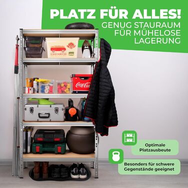 Комплект із 2 металевих стелажів Thomas, стелажі для зберігання 90x40x180 (В) см, підвальні стелажі, вантажопідйомність до 875 кг, сріблястий колір, з 5 полицями, вантажопідйомність кожна 175 кг, регульована висота, надміцні стелажі (легкий монтаж) 1 Easy