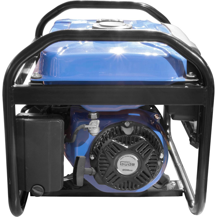 Генератор Gde GSE 2701 (4-тактний двигун, бензиновий, 3,2/4,4 (кВт/к.с.), 2 розетки 230 В, макс. 2200 Вт, час роботи до 17 год, бак 15 л, автоматичний регулятор напруги (ARV), захист від перевантаження, несуча рама, перевірено TV/GS)