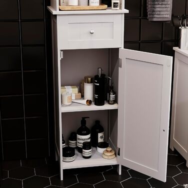 Висока шафа для ванної кімнати Vida Priano з дзеркалом, шафа для зберігання речей, висока підлогова шафа, білий колір Milano, висока біла