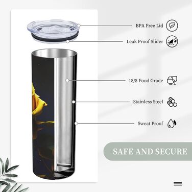 Кухоль з прямою трубочкою, 590 мл, жовті троянди, зоряна ніч, принт, дорожній кухоль, підходить для кемпінгу, офісу та дому