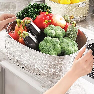 Умивальник - Багатофункціональна двошарова раковина - і мийка для овочів, для дому, пікніків, кемпінгу, холодильника, як перекус для ягід, таких як полуниця, кавуни та помідори, а також білого