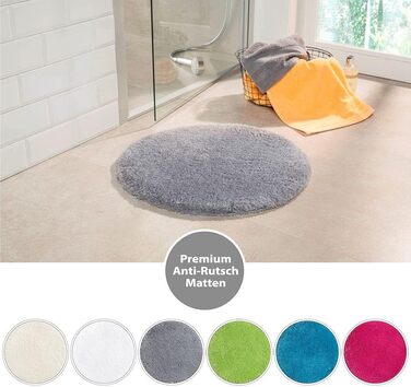 Круглий килимок для ванної PANA з високим ворсом (Ø 56 см) Круглий килимок для ванної з мякого мікроволокна Поглинаючий та придатний для прання Круглий килимок для душу, килимок для ванної, килимок для ванної кімнати Колір Сірий 56 см (круглий) Сірий