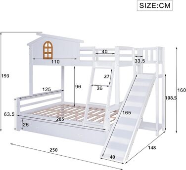 Двох'ярусне ліжко Idemon з характерними вікнами та чотириступеневими відкидними сходами, дитяче та материнське ліжко з гіркою, з д