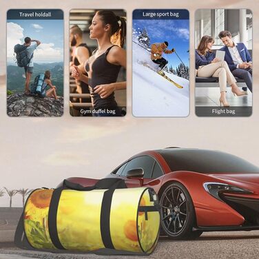 Спортивна сумка для подорожей, сумка-баул з квітковим принтом соняшників, чорна, універсальний розмір