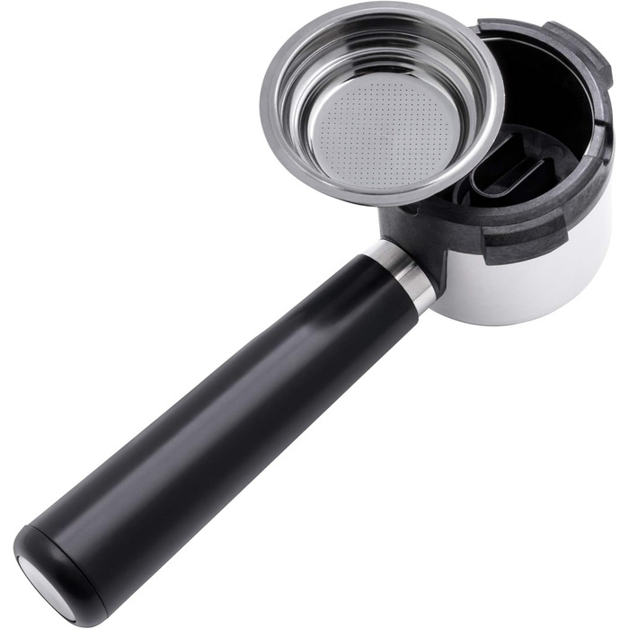 Портафільтр 1400 Вт, портафільтр-машина, 3 вставки, для 1-2 чашок еспресо, також для стручків, 15 бар, піддон для чашки, насадка для спінювання молока, матова нержавіюча сталь