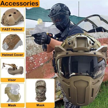 Тактичний швидкий шолом набір регульований страйкбольний шолом з маскою, чохлом для шолома та окулярами легкий відкритий тактичне спорядження для пейнтболу CS полювання страйкбольний тренування C