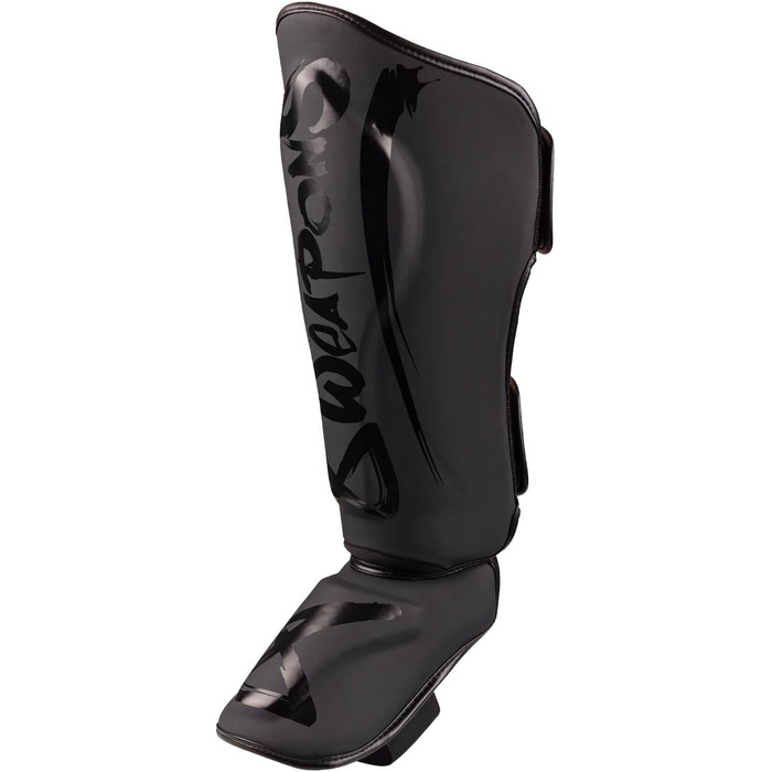 ЗБРОЇ Щитки для гомілок Unlimited 2.0, матово-чорні, для тренувань та змагань, високоякісна синтетична шкіра та ідеальна амортизація, муай-тай, K1, MMA, карате та кікбоксинг, 8