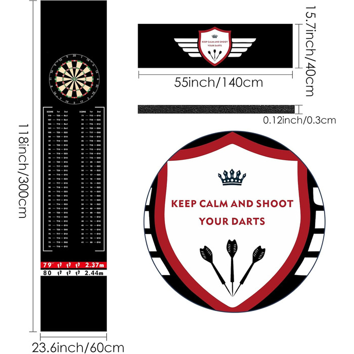 Килимок для кидка дротиків міцний килимок для кидка дротиків з нековзною гумовою нижньою стороною