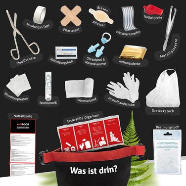 Аптечка зовнішня - DIN13167 - Водонепроникна та легка - Розроблена разом з лікарями - Аптечка для піших прогулянок, скелелазіння,