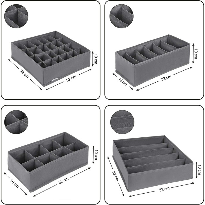Організатор для нижньої білизни набір з 4-х ящиків, складаний, органайзер для гардеробу, тканинний ящик для зберігання білизни, дл