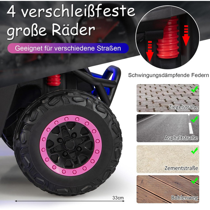 Дитячий 2-місний електромобіль DREAMADE 12V, електромобілі з пультом дистанційного керування 2,4 ГГц, музикою, фарами та USB, елек