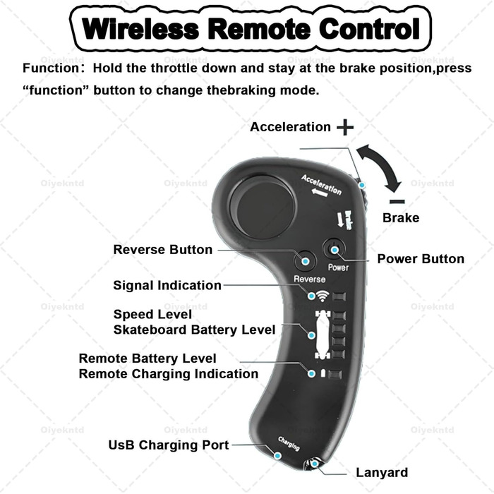 Електричний скейтборд з пультом дистанційного керування, водонепроникний лонгборд, 7-шаровий клен, запас ходу 15 км, максимальна швидкість 25 км/год, лонгборд для початківців C