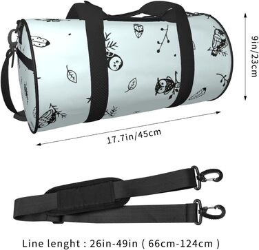 Дорожня сумка-циліндр Сова та листя, спортивна сумка для чоловіків та жінок, сумка для подорожей та спорту