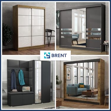 Шафа з дзеркалом шириною 240 см Windsor Tomy I Шафа для спальні з 2 рейками для одягу та полицями для одягу I Шафа Біла Біла - Дзеркало 240 см