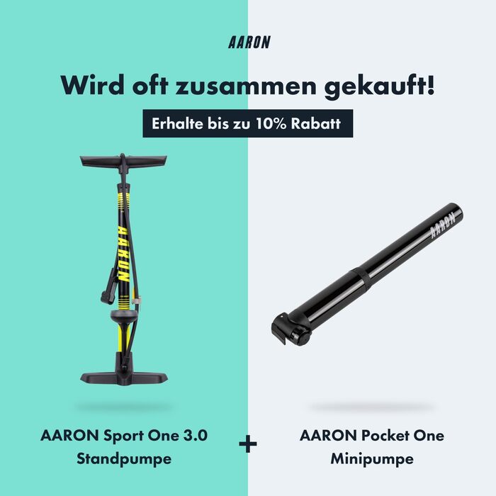 Велосипедний насос AARON Sport One з манометром, 42 см, 11 бар / 160 psi, сталь/алюміній/пластик, жовтий