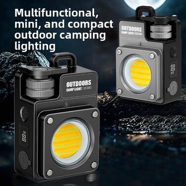 Ліхтарі для кемпінгу, світлодіодний ліхтарик та ліхтарик 3500 лм з акумуляторною батареєю 3000 мАг, регульована яскравість для кемпінгу, походів, аварійного відключення живлення (ЧОРНИЙ) Чорний