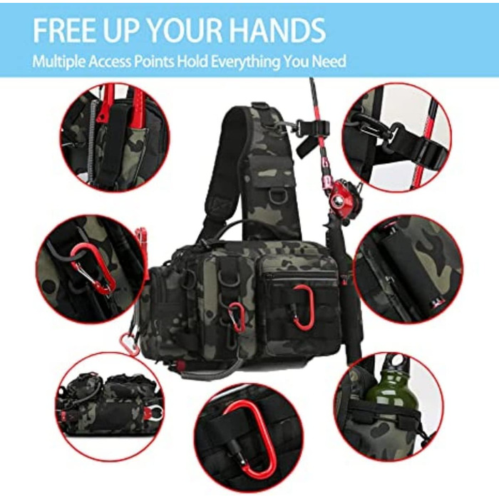 Сумка для рибальських снастей YAOYAOLING, сумка для зберігання тактичних аксесуарів для риболовлі, легкий рюкзак на слінгу, сумка для інструментів для риболовлі, походів, полювання, кемпінгу