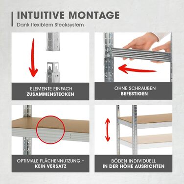 Високий стелаж EASYmaxx, комплект з 2 шт., 180x90x40 см Вантажопідйомність 1750 кг, 175 кг на полицю Стелажі та верстак Підвальні стелажі, стелажі для зберігання з 10 регульованими полицями Підвал, гараж, кімната для хобі, майстерня, високий стелаж, компл