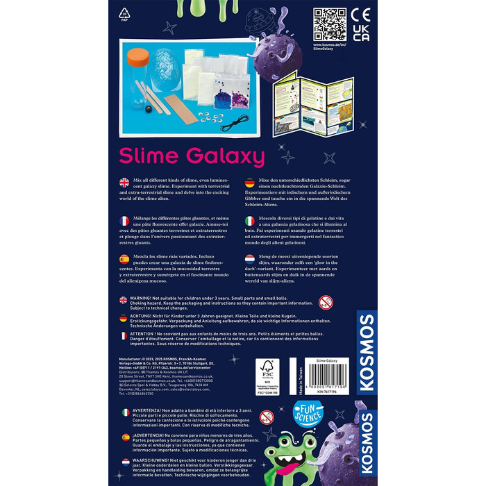 Набір для експериментів Fun Science Slime Galaxy KOSMOS, 5 типів слайму