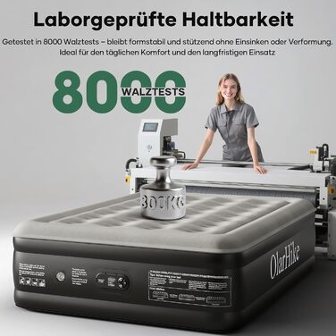 Самонадувальний надувний матрац OlarHike, гостьове ліжко, надувний матрац, намет-диван, двомісний надувний матрац, самонадувальний надувний матрац для кемпінгу або домашнього використання - 200 x 140 x 50 см комфортна висота 50 см чорний, компактний, 2 ос