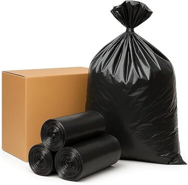 Міцні сміттєві мішки Babylonplast 120 л (80 шт. ) чорного кольору Міцні сміттєві мішки Міцні сміттєві мішки, стійкі до розривів 70110 см Перероблювані та екологічно чисті Мішки для будівельних відходів 70 мкм/Тип 100