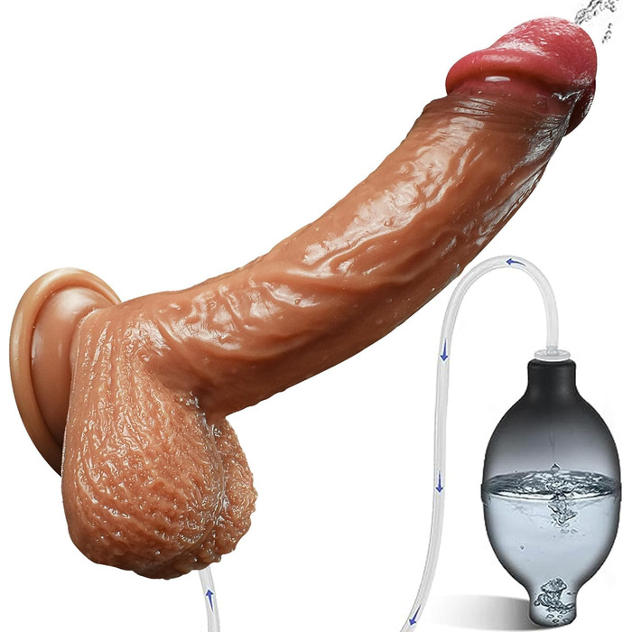 Реалістичний фалоімітатор з функцією сквіртингу, присоска, фалоімітатор для сквіртингу яєчок, фалоімітатор для сквіртингу зі штучною спермою, сперма, реалістичний член, XL, м&39який, секс-іграшка для сквіртингу, хвіст фалоімітатора для жінок та чоловіків,