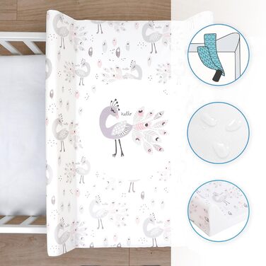 Пеленальний матрацик з твердою основою 70 х 50 см підходить для ліжечка 120 х 60 см (павич)