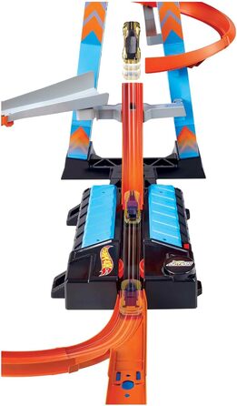 Вежа Sky Crash Tower, 60 см заввишки, з прискорювачем на батарейках та помаранчевою трасою з петлею, подарунок для дітей віком від