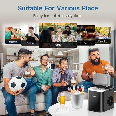 Машина для виробництва кубиків льоду, 120 Вт льодогенератор 6-10 кубиків льоду за 6 хвилин, 12 кг/24 години, машина для льодогенератора зі світлодіодним дисплеєм з інфрачервоним датчиком і самоочищенням