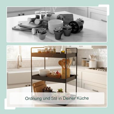 Стійка для спецій Relaxdays, 3 яруси, компактна, кухонний органайзер, висота та ширина 44 x 26 x 18 см, органайзер для ванної кімнати, металева, чорна