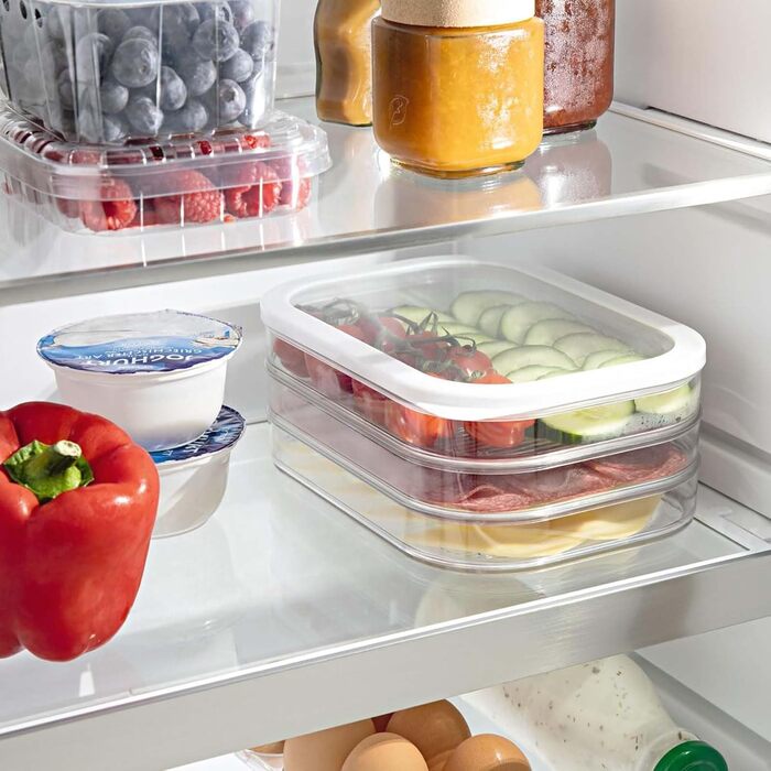 Набір контейнерів для делікатесів HAC24 з 8 предметів, придатний для використання в холодильнику з кришками, 6 шарів, 6 x 550 мл, для ковбас та сиру, контейнери для зберігання харчових продуктів