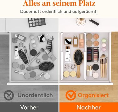 Набір із 8 регульованих роздільників для шухляд Lifewit, органайзери-роздільники для внутрішньої довжини 2840 см та висоти &gt6 см, для спальні, кухні, столових приборів, шаф, письмового столу, системи організації шухляд, білого кольору, 8 висоти 6 та дов