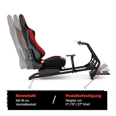 Симулятор кокпіта гоночного сидіння - повністю регульований - без кріплення для монітора