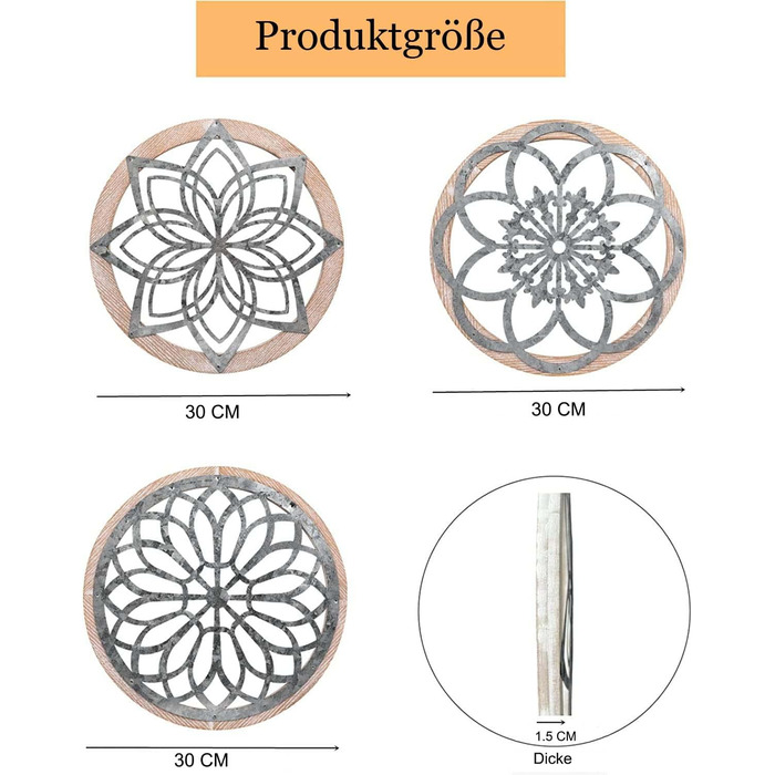 И сільські прикраси для стін круглі прикраси для стін фермерського будинку металеві з дерев'яною рамою прикраси для стін прикраси