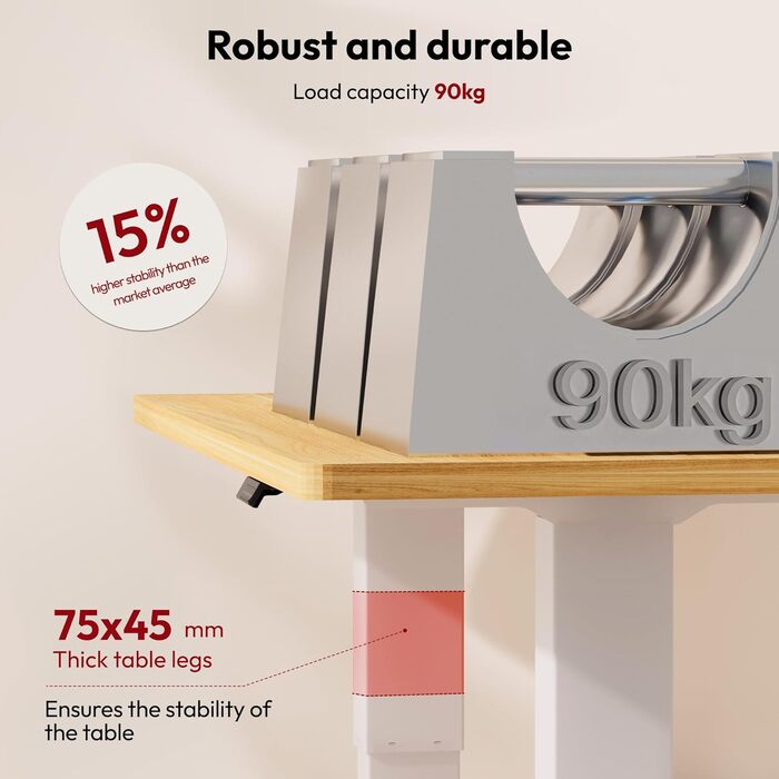 Письмовий стіл з регульованою висотою 18080 см Електричний стіл для роботи стоячи з подвійним двигуном, надзвичайно стабільною рамою та функцією пам&39яті (білийклен) 180 x 80 см клен